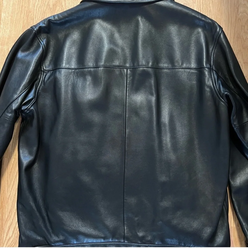 Polo Ralph Lauren Vintage Black Lambskin Leather Jacket Butter Soft Men's Size L - Picture 6 of 16